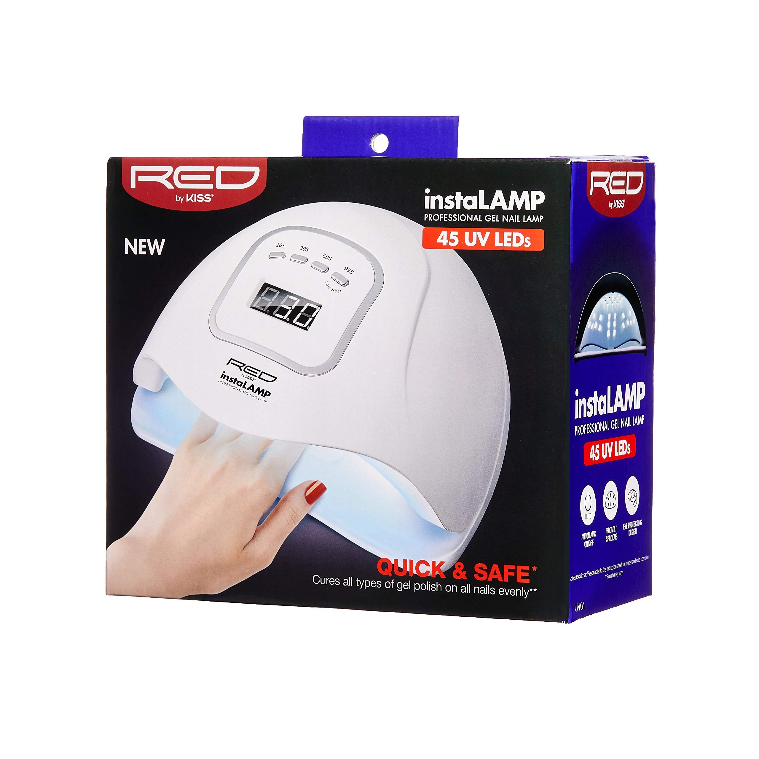 Red by Kiss instaLAMP Pro Gel Nail Lamp – 45 UV LEDs, 4 Timers