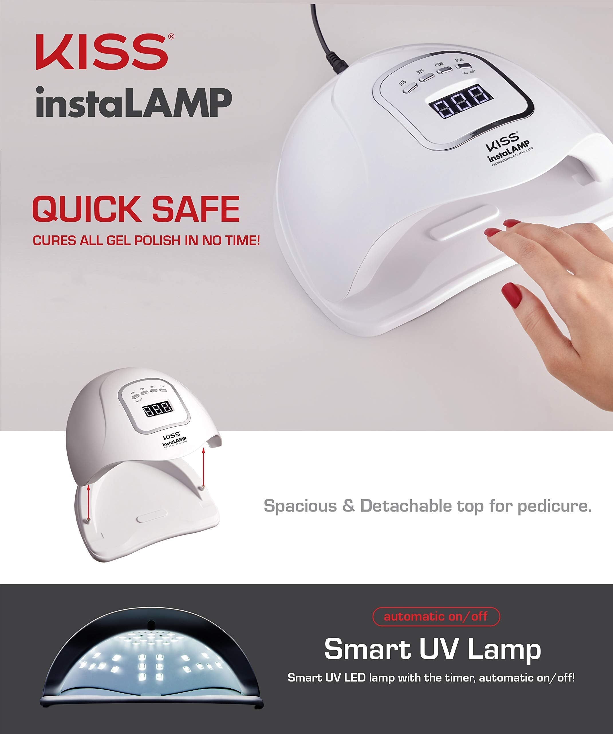 Red by Kiss instaLAMP Pro Gel Nail Lamp – 45 UV LEDs, 4 Timers