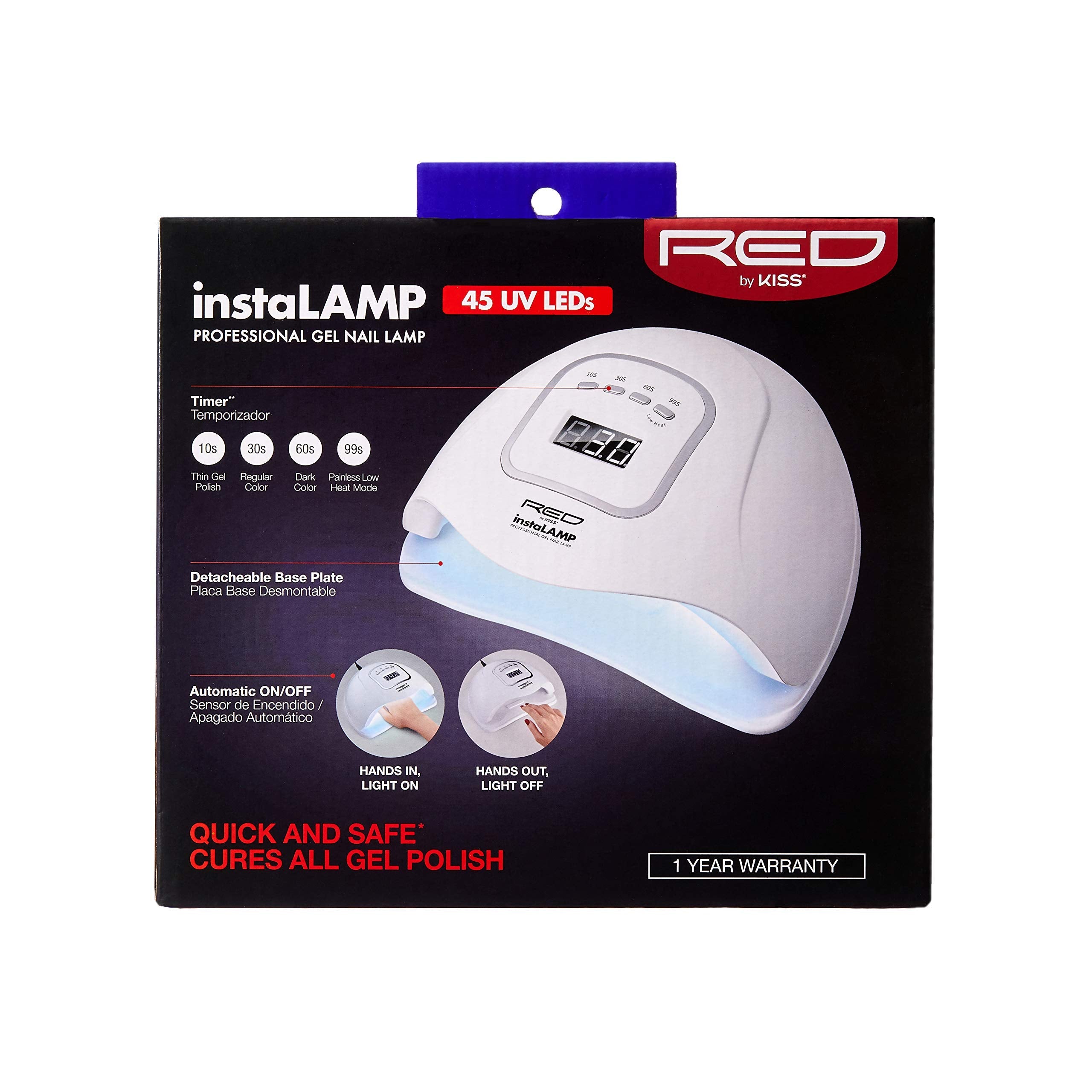 Red by Kiss instaLAMP Pro Gel Nail Lamp – 45 UV LEDs, 4 Timers