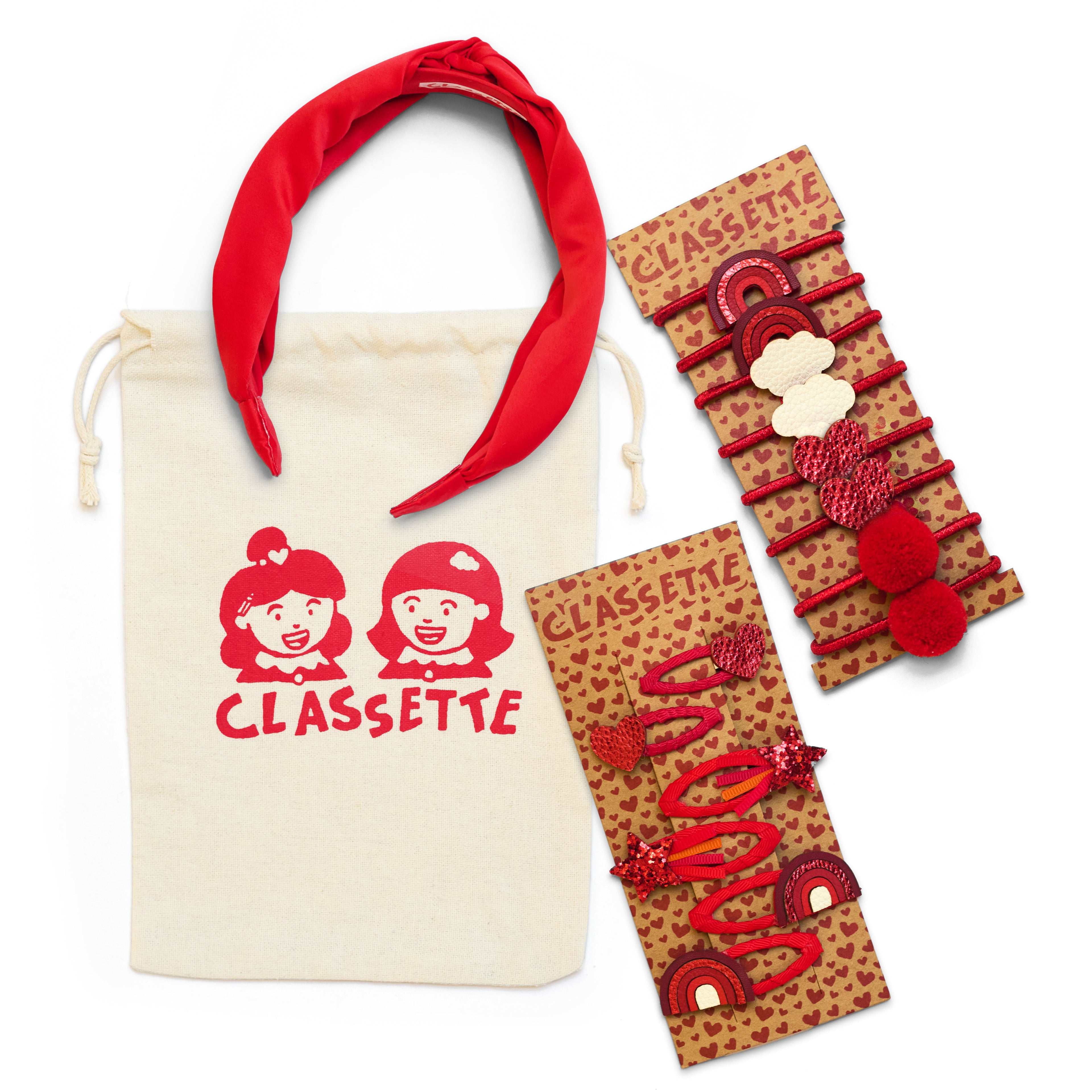 Red School Hair Clips, Bobble Hair Ties, Headband & Bag | The Gift Set