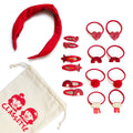 Red School Hair Clips, Bobble Hair Ties, Headband & Bag | The Gift Set