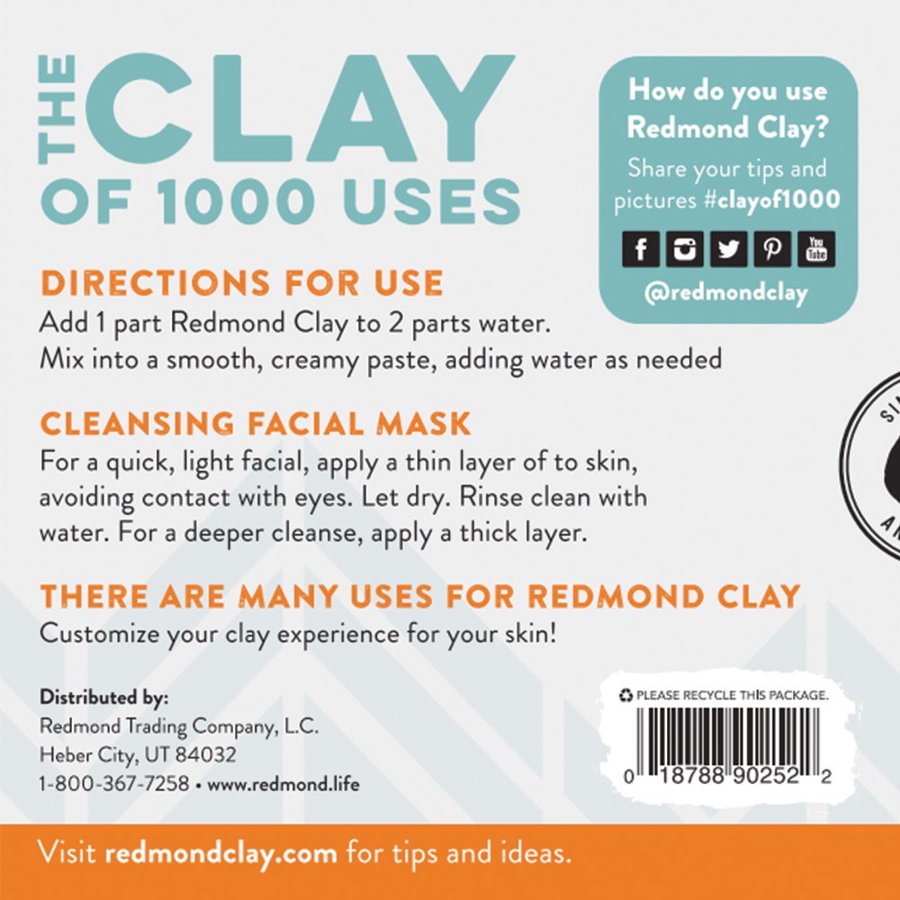 REDMOND Clay Bentonite Clay Face Mask – Pore Refining, Soothing, 2-Pack 10oz