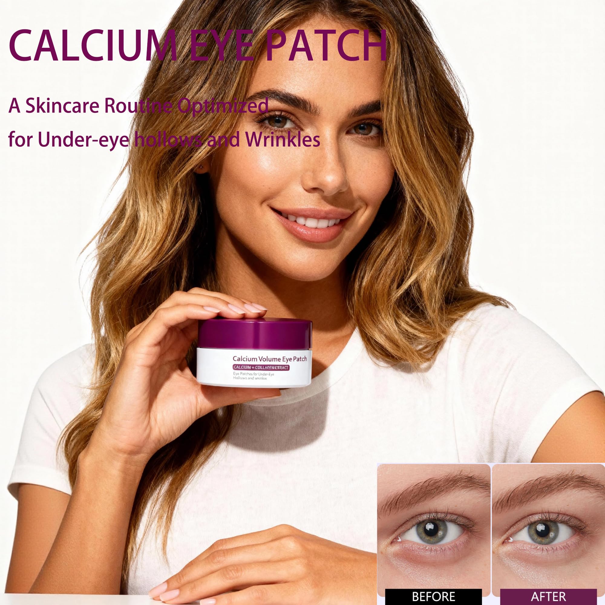 Reepic Cosmer Calcium Volume Eye Patches – 30 Pairs Hydrogel Under Eye Masks for Dark Circles & Puffiness