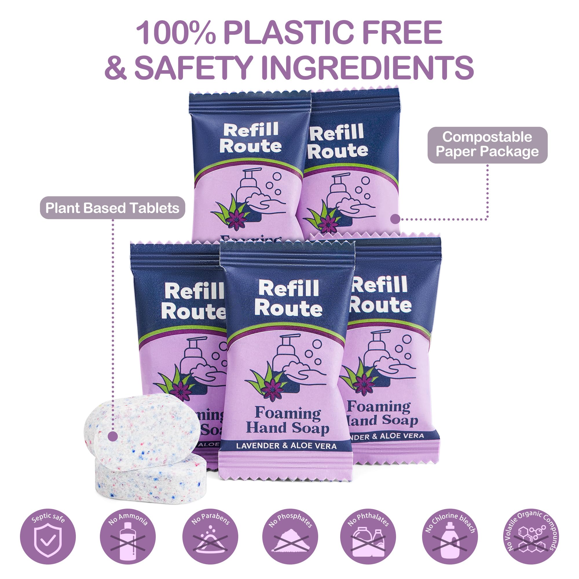 Refill Route Foaming Hand Soap Refills — 12×8 oz Lavender, Plant-Based & Vegan