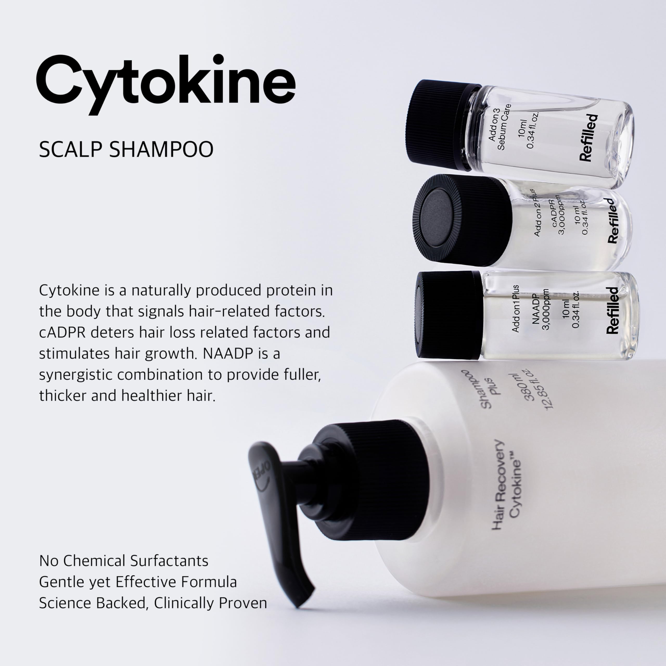 Refilled Hair-Recovery Cytokine Shampoo Plus Moisture Care – 12.8 oz | Thickening, Anti-Hair Loss, Hydration, Sulfate-Free