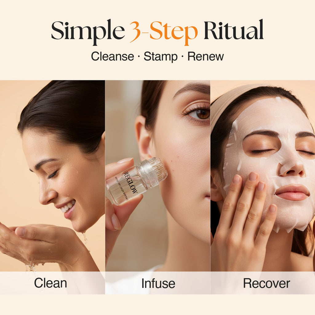 ReGlow Micro Infusion System for Face – 24K Gold Microneedling Tool + Serum (300% Deeper Absorption)