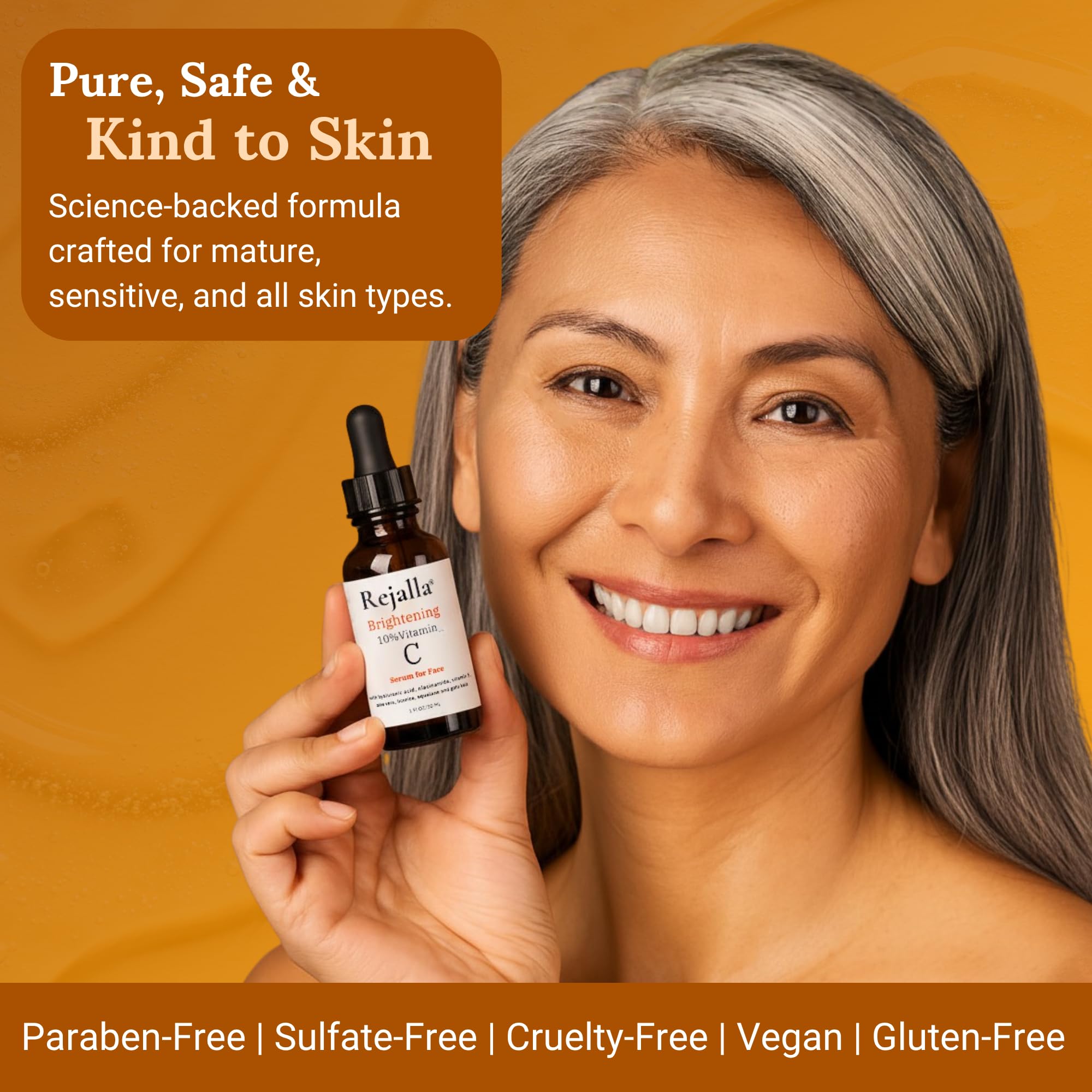 Rejalla Vitamin C Serum – 10% Vitamin C, Hyaluronic Acid, Niacinamide, 1 oz