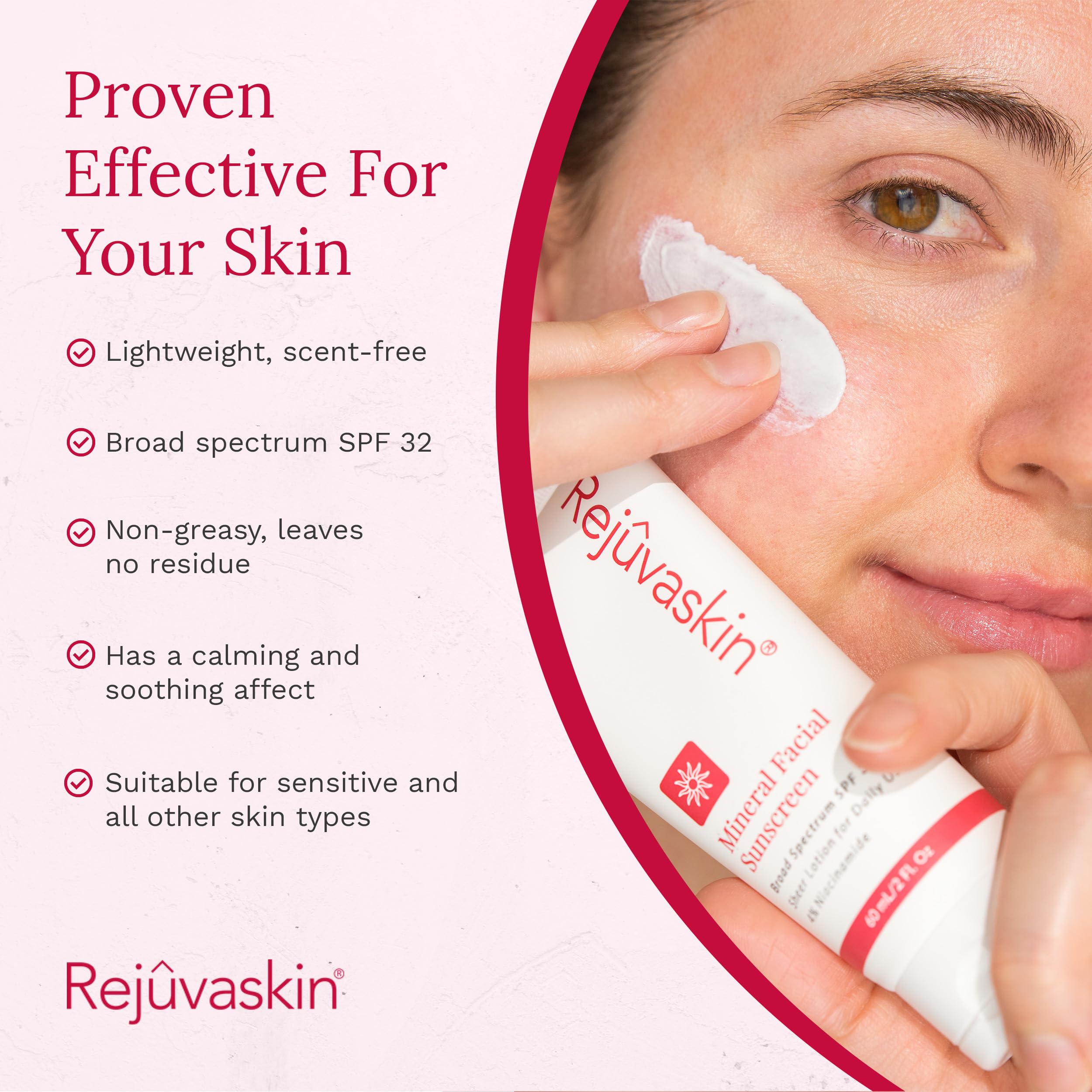 Rejuvaskin Mineral Facial Sunscreen SPF 32 – Oil-Free for Sensitive, Acne-Prone Skin