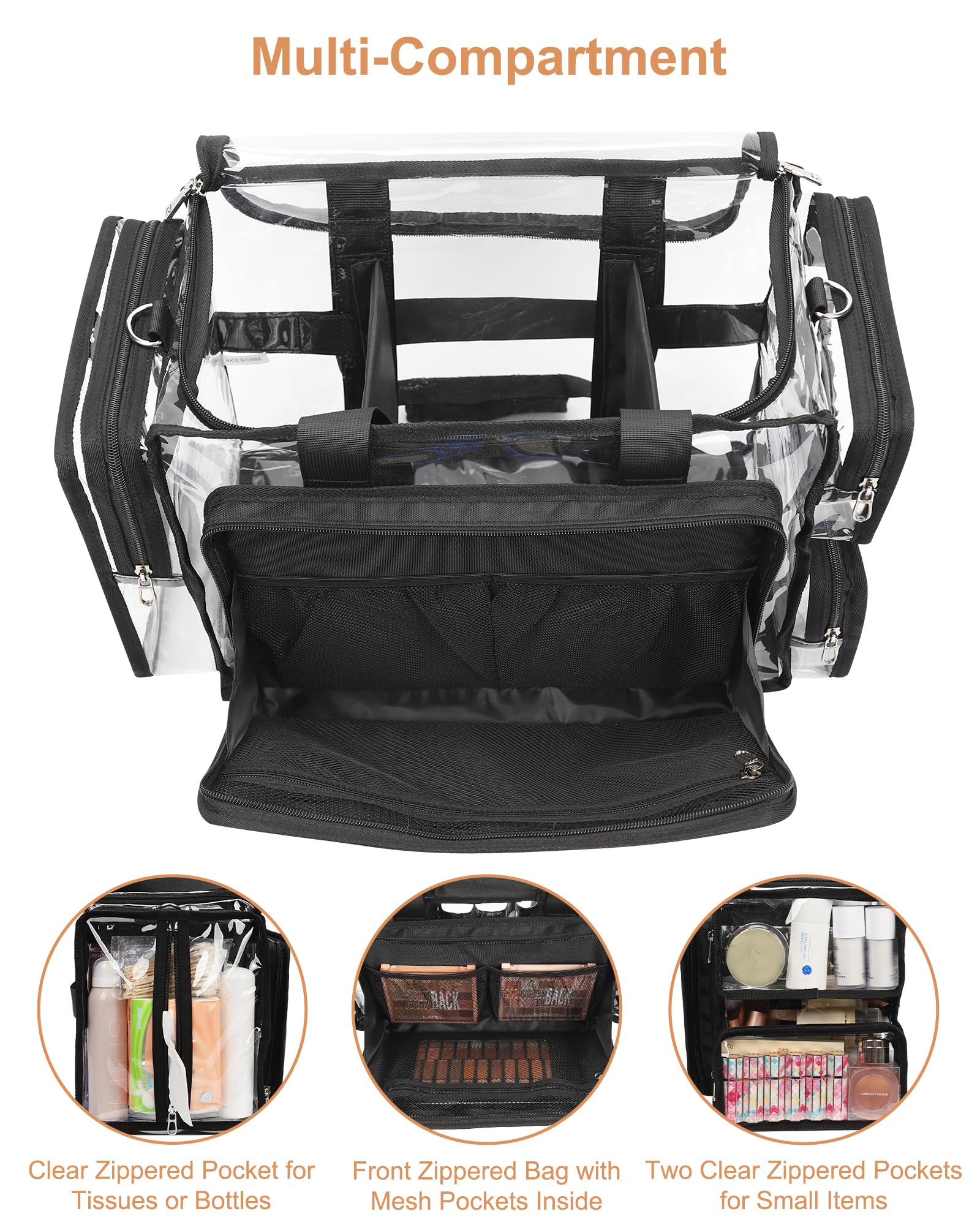 Relavel Clear Makeup Bag Extra Large – Makeup Artist Kit, Transparent Storage Organizer for Travel