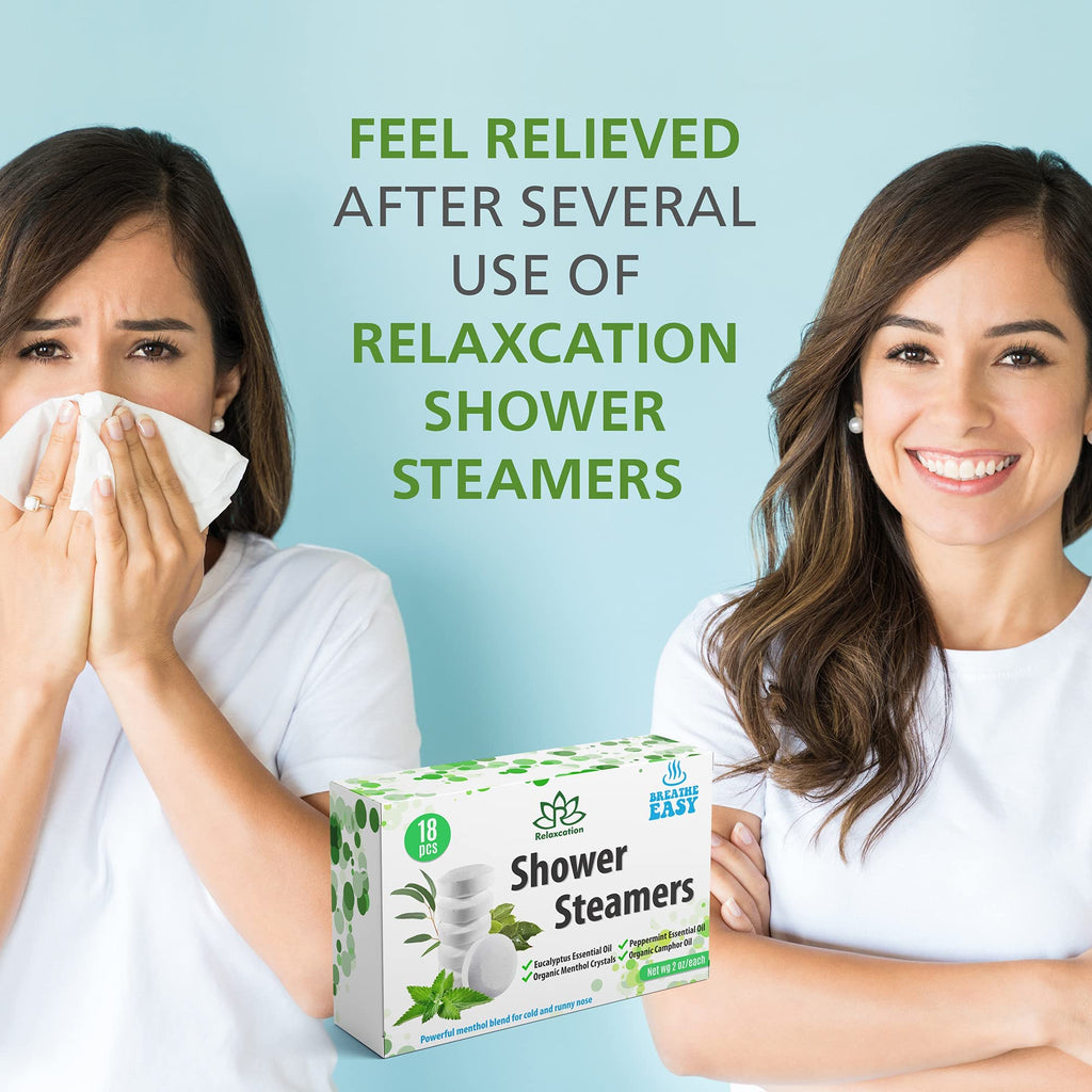 Relaxcation 18 Shower Steamers – Extra Strong, USA Made, Menthol-Camphor-Eucalyptus