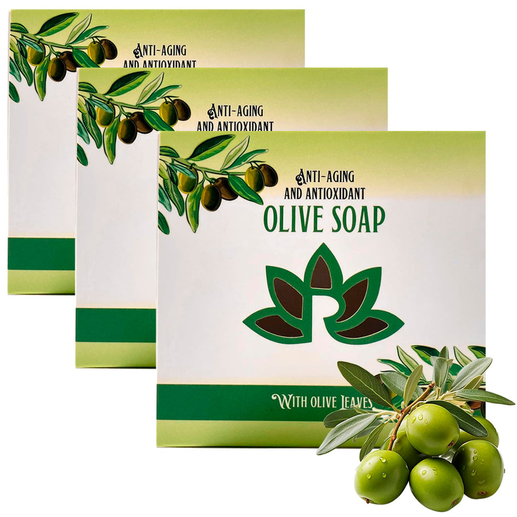 Relaxcation Olive Soap Bar – MADE IN USA, Organic Olive Oil & Leaves (3-Pack)