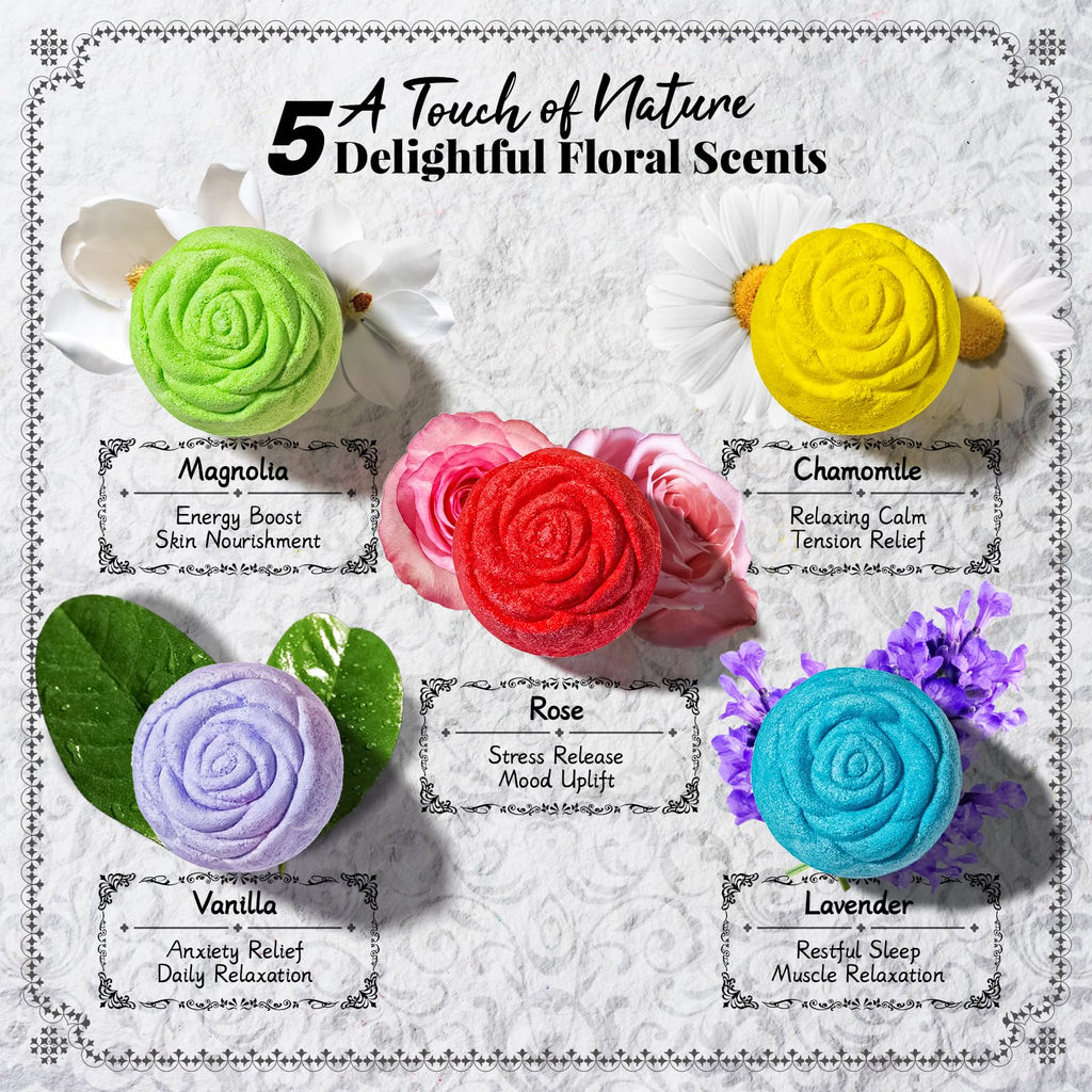RelaxRose Bath Bomb Gift Set – 10 Handmade Bombs with 5 Aromatic Scents for Spa-At-Home Relaxation