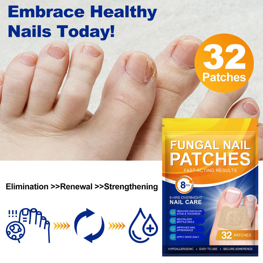 ReliCo Nail Treatment Patches (64 Pcs, 2 Pack) Night Repair for Discolored & Thickened Nails