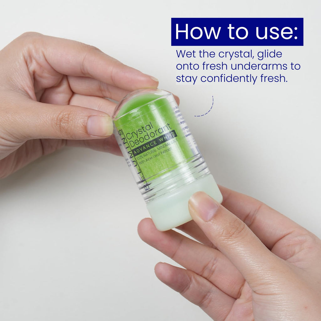 Relumins Aloe Vera Crystal Deodorant – Aluminum-Free Mineral Salt Roll-On, 60g x 3