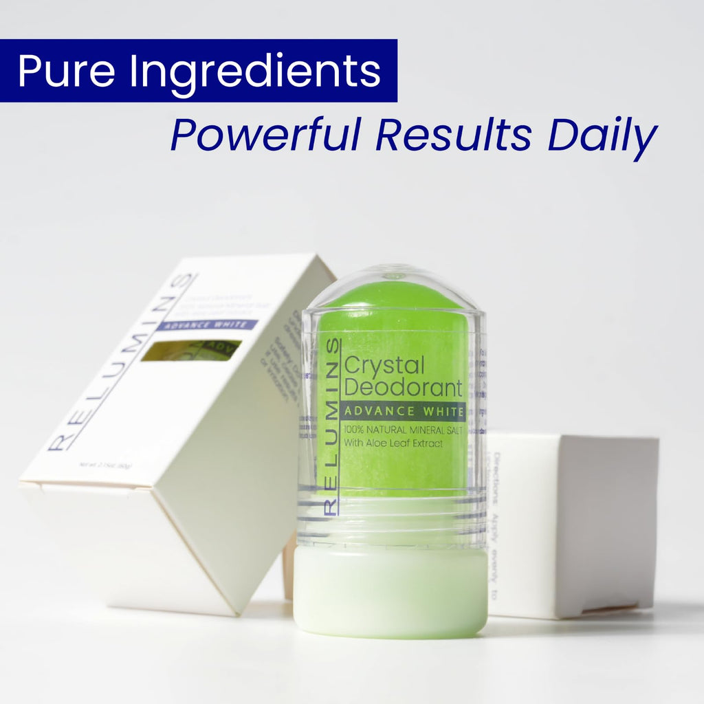 Relumins Aloe Vera Crystal Deodorant – Aluminum-Free Mineral Salt Roll-On, 60g x 3