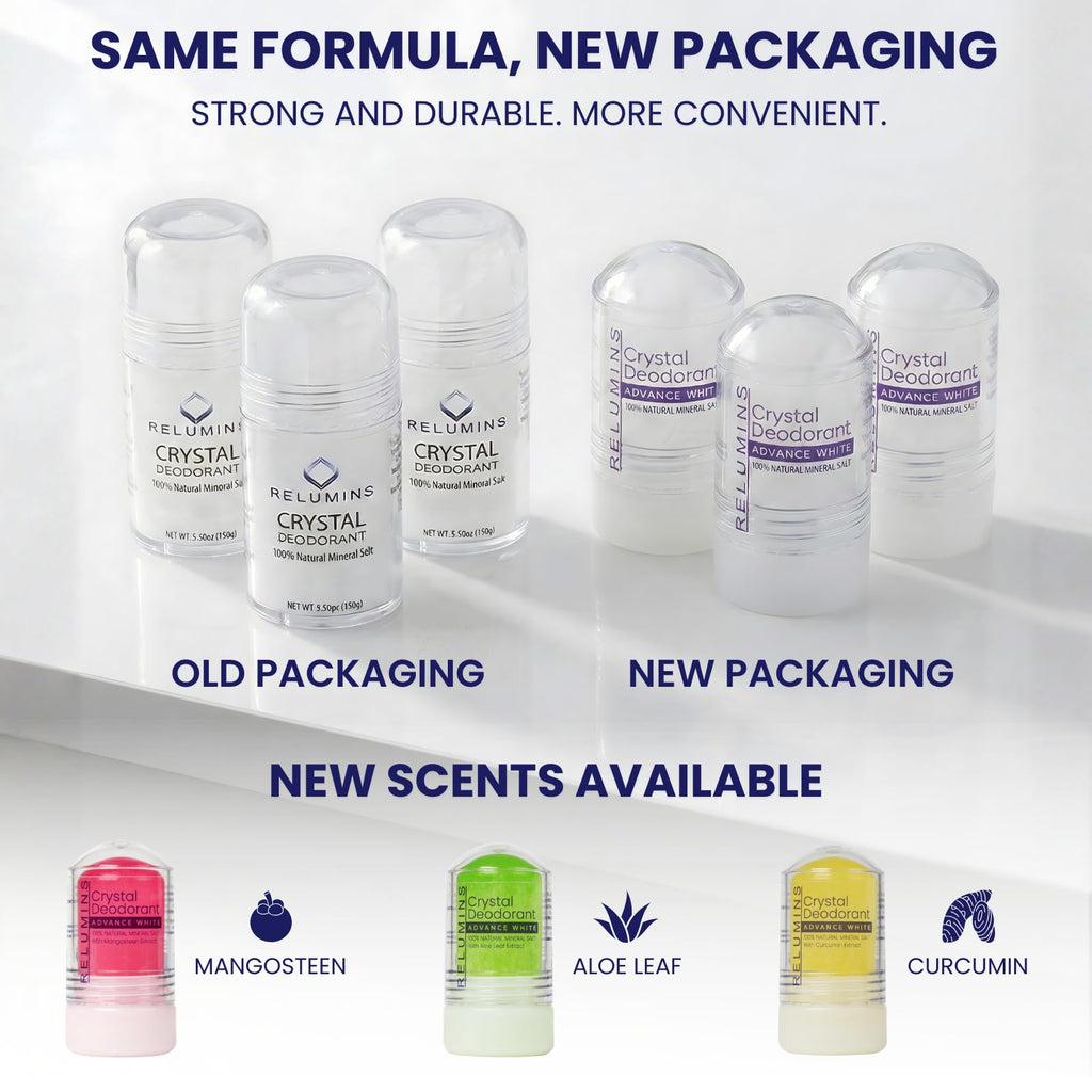 Relumins Crystal Deodorant – Aluminum-Free Mineral Salt Roll-On, 60g x 3