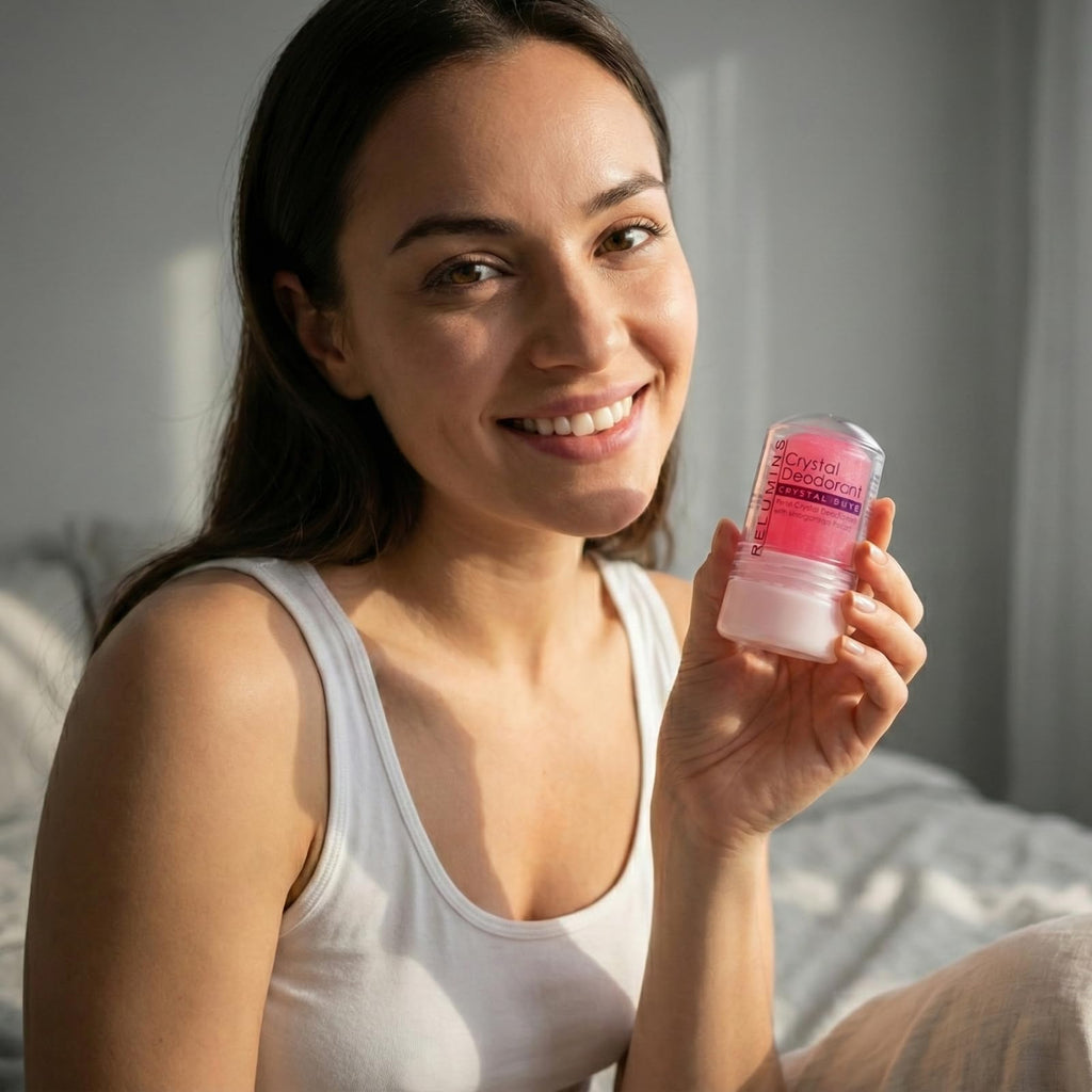 Relumins Mangosteen Crystal Deodorant – Aluminum-Free Mineral Salt Roll-On (60g x 3)