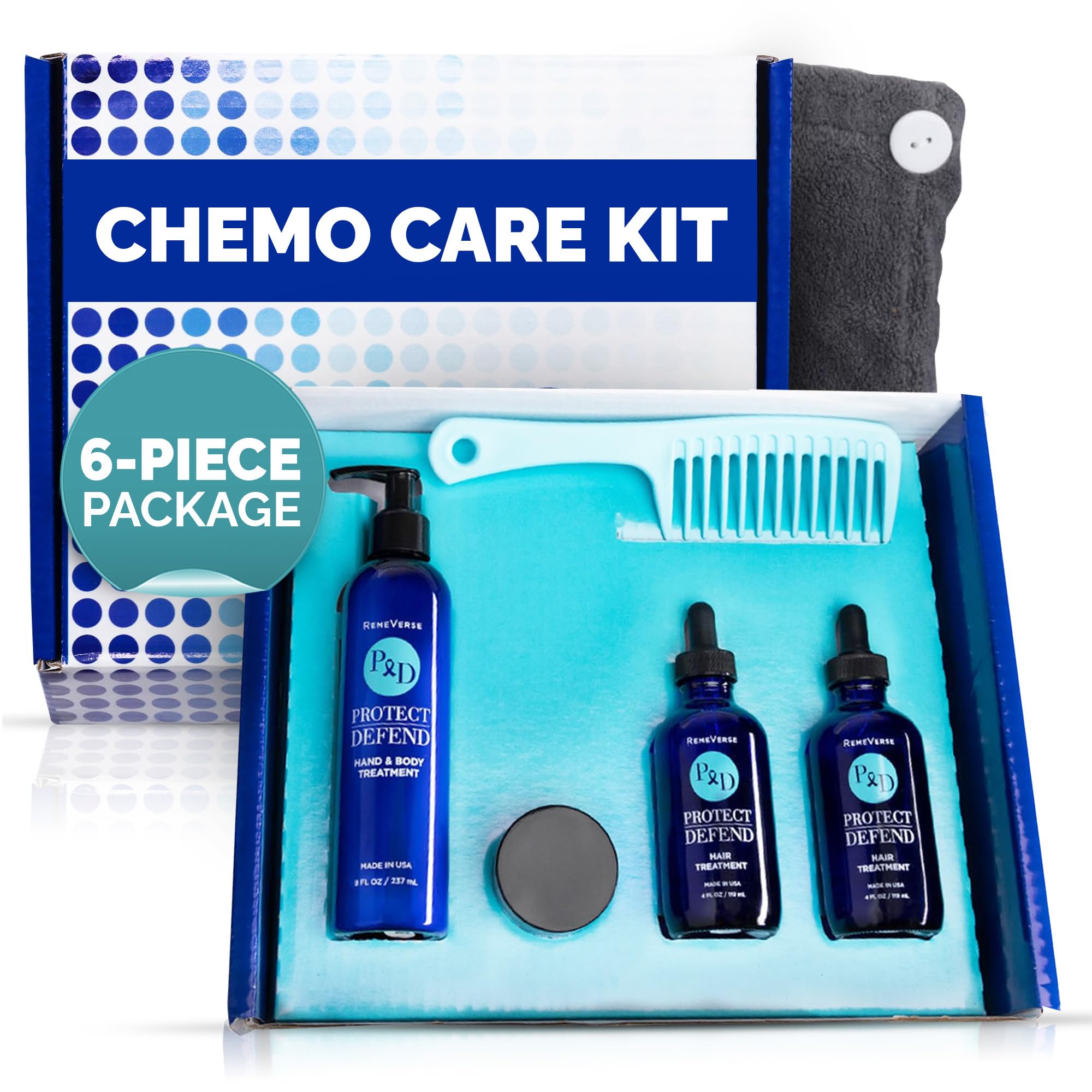 RemeVerse Chemo Care Kit - 6-Piece Skincare & Haircare Set for Chemotherapy (Fragrance-Free, USA-Made)