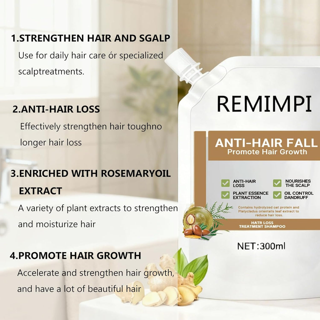 Remimpi Anti Hair Loss Shampoo | Strengthen, Cleanse & Support Hair Growth for All Hair Types