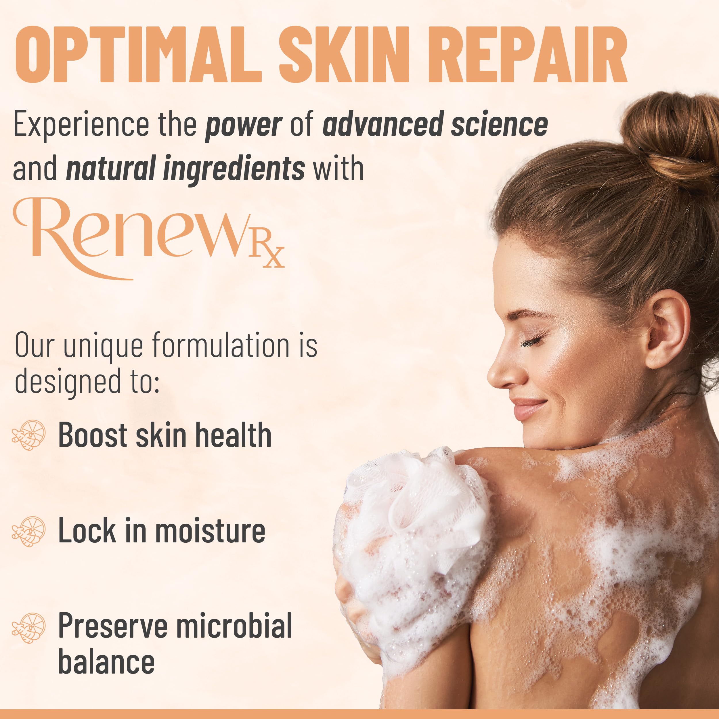 RENEW RX Turmeric + Vitamin C Radiating Body Wash – Hydrating, Radiance-Boosting Vegan Skincare (32 oz)