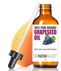 Renewalize Organic Grapeseed Oil – Anti-Aging Moisturizer & Facial Cleanser, 4 oz Glass Bottle, Cold-Pressed & Unrefined