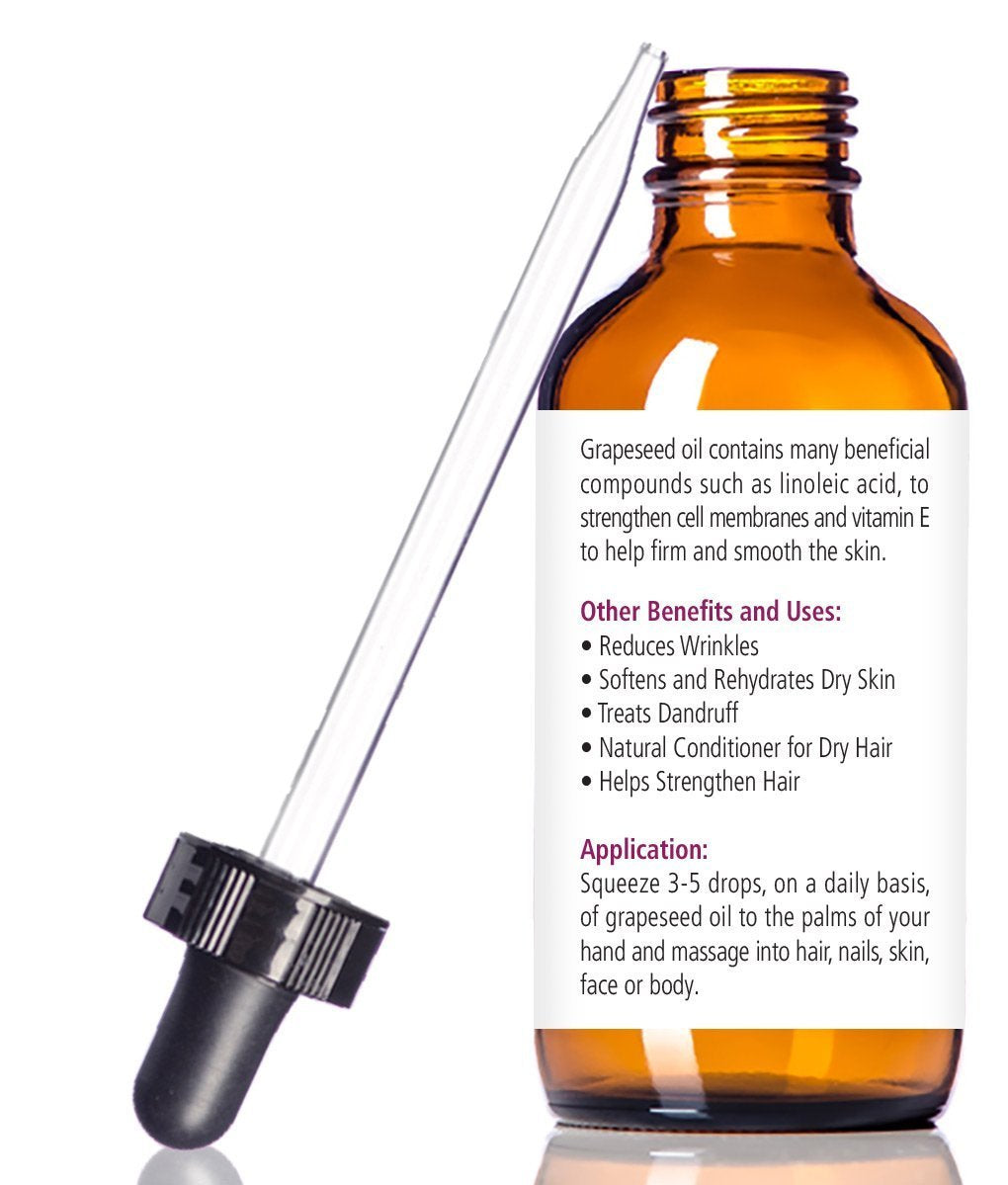 Renewalize Organic Grapeseed Oil – Anti-Aging Moisturizer & Facial Cleanser, 4 oz Glass Bottle, Cold-Pressed & Unrefined