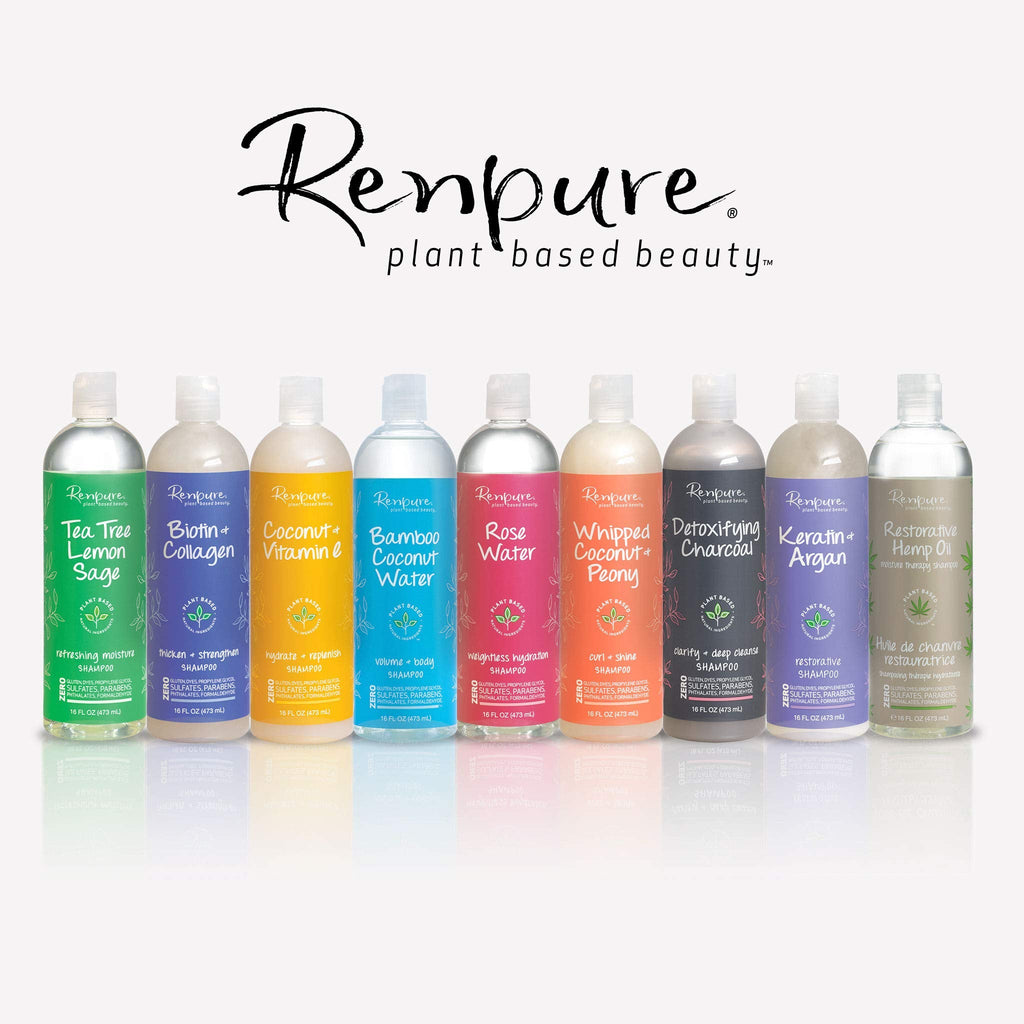 RENPURE Coconut & Vitamin E Hydrate + Replenish Shampoo – Plant-Based, Sulfate-Free, Color-Safe 16 fl oz