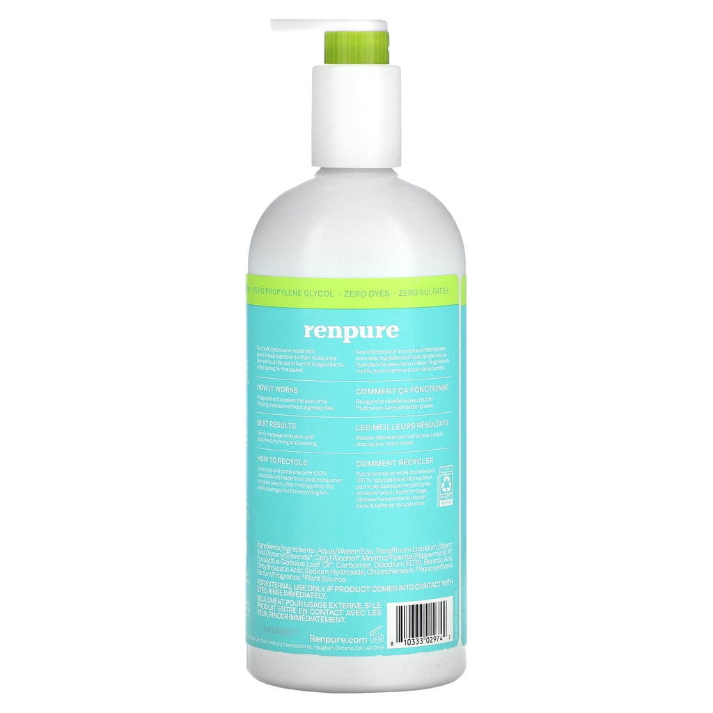 Renpure Fresh Mint & Eucalyptus Invigorating Body Lotion – Rich, Silky Hydration (24 oz)