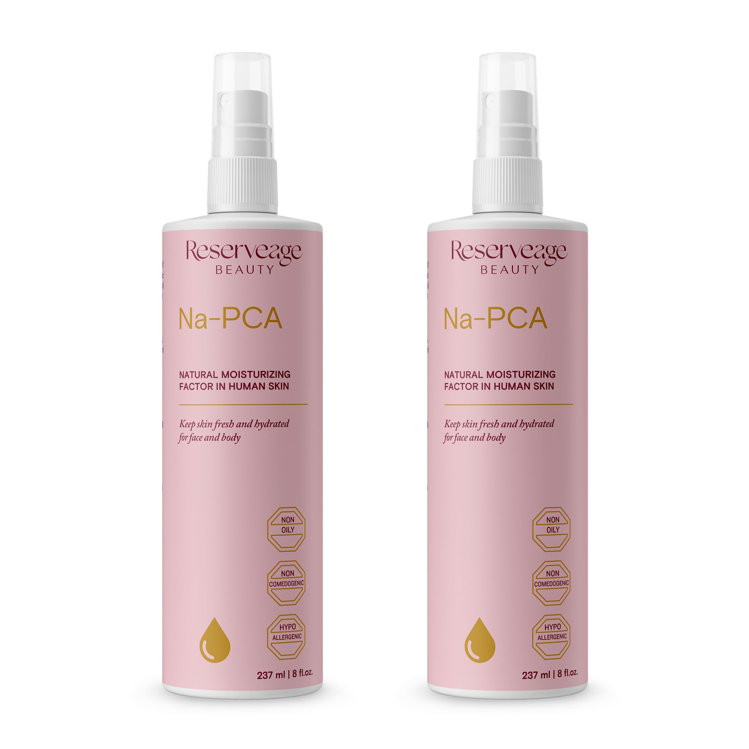 Reserveage Na-PCA Spray - Moisturizing Body Mist for Dry Skin - Face Moisturizer for Women with Eucalyptus Oil - 8 Fl Oz (Pack of 2)
