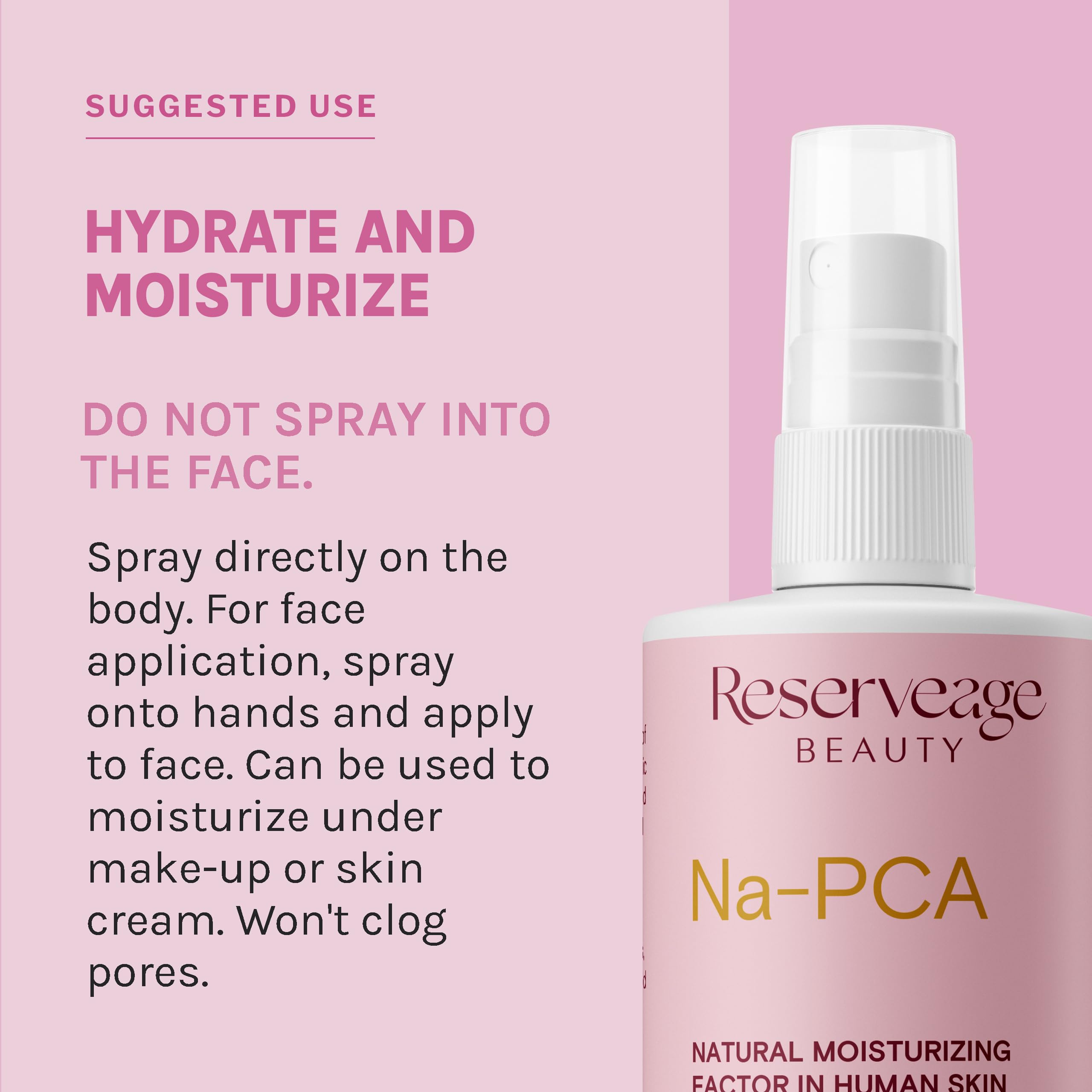 Reserveage Na-PCA Spray - Moisturizing Body Mist for Dry Skin - Face Moisturizer for Women with Eucalyptus Oil - 8 Fl Oz (Pack of 2)