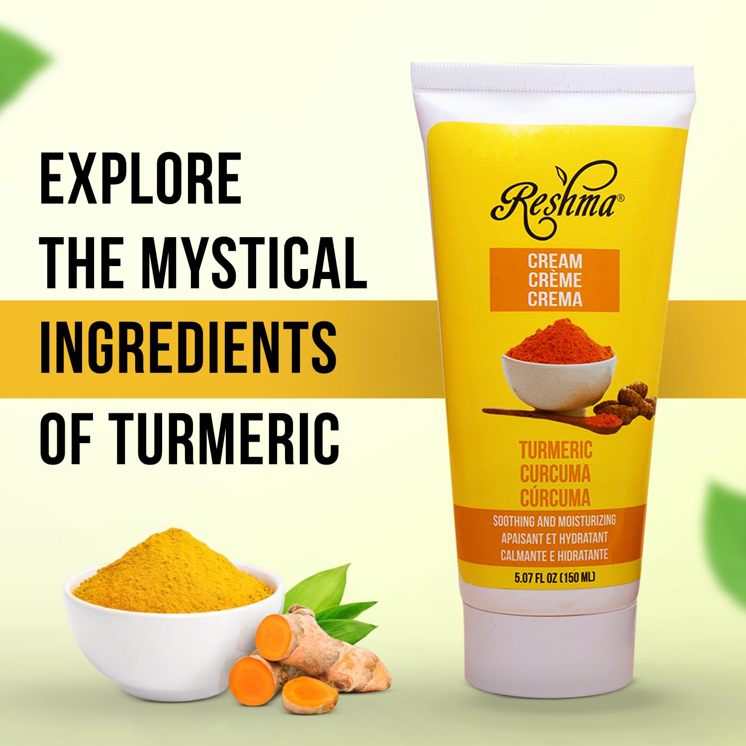 Reshma Beauty Turmeric Cream – Hydrating Face & Body for Normal to Dry Skin, Dye-Free, 5.07 oz