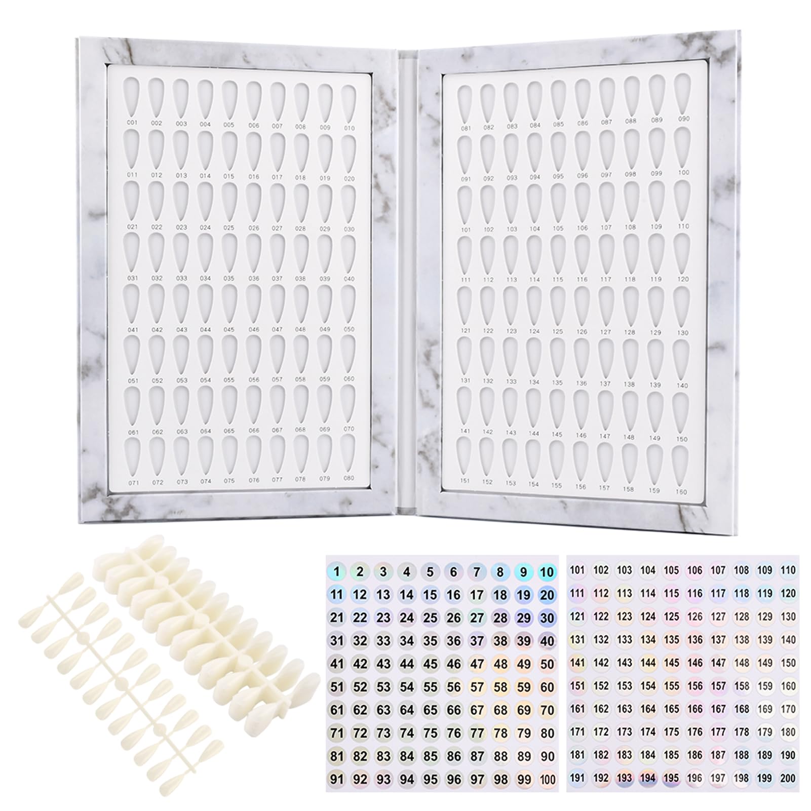 Restynic 160-Color Nail Display Book — 240 Tips, 1-200 Labels, Portable & Space-Saving