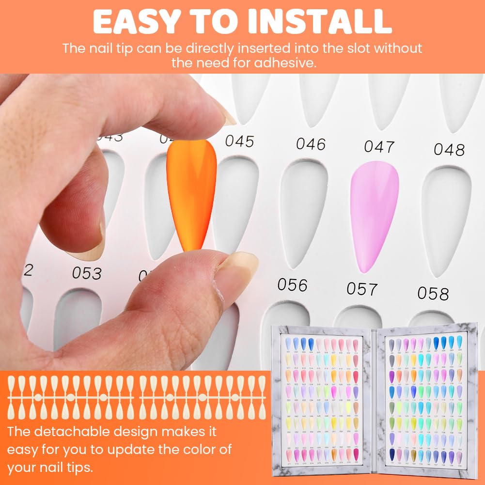 Restynic 160-Color Nail Display Book — 240 Tips, 1-200 Labels, Portable & Space-Saving