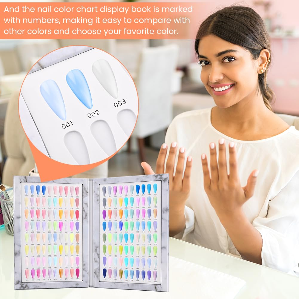 Restynic 160-Color Nail Display Book — 240 Tips, 1-200 Labels, Portable & Space-Saving