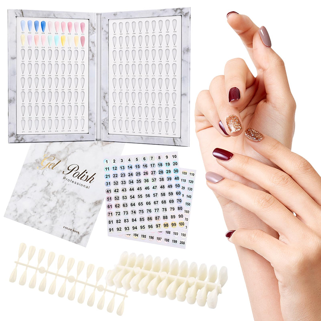 Restynic 160-Color Nail Display Book — 240 Tips, 1-200 Labels, Portable & Space-Saving