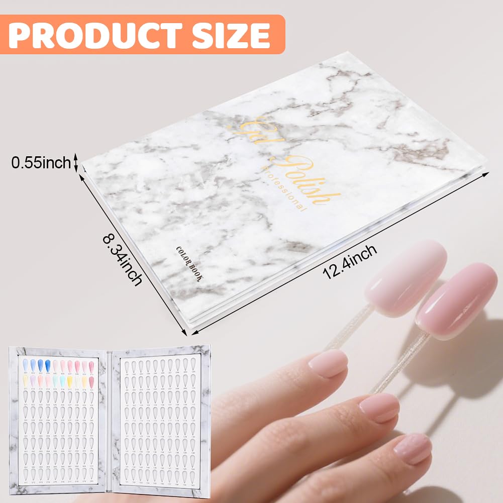 Restynic 160-Color Nail Display Book — 240 Tips, 1-200 Labels, Portable & Space-Saving