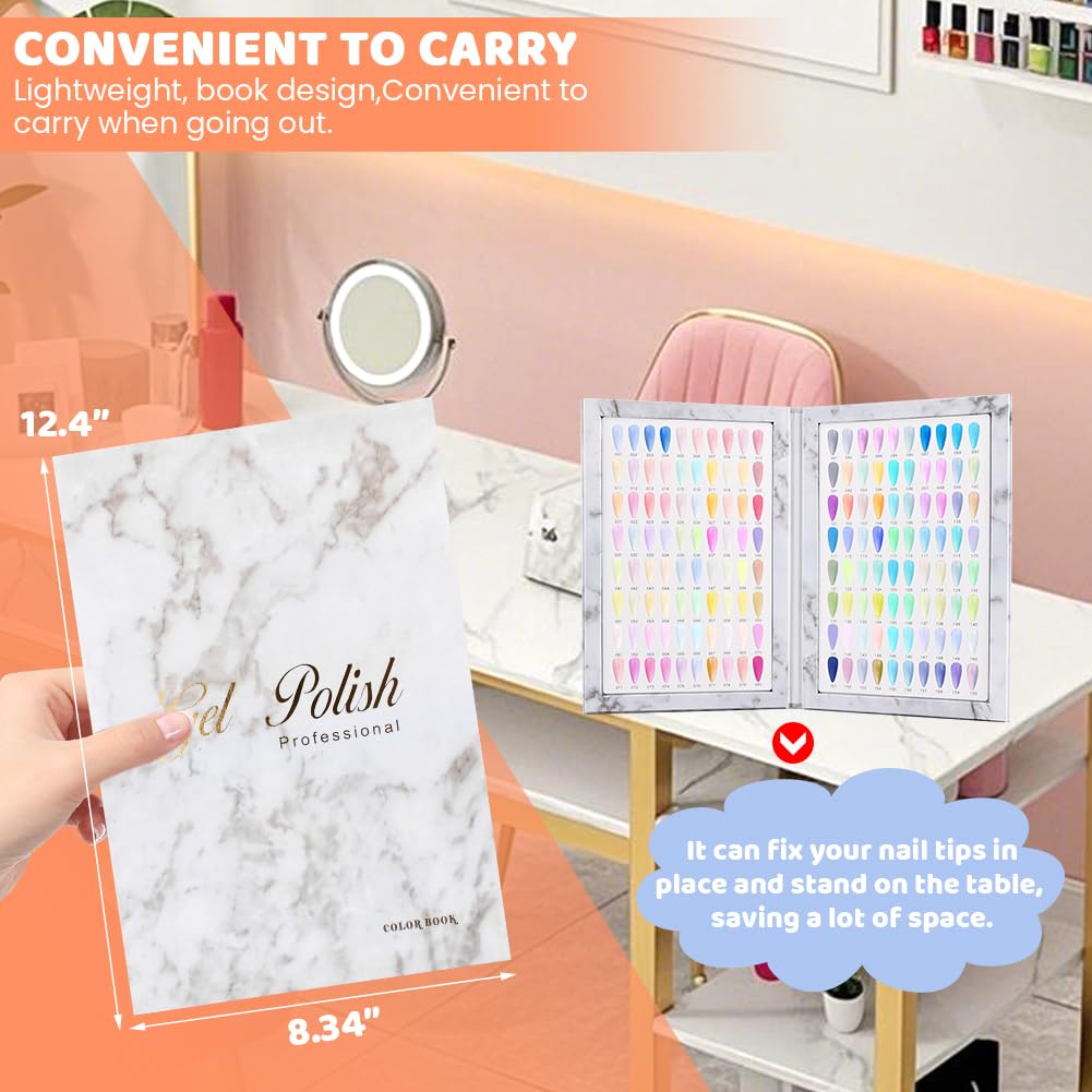 Restynic 160-Color Nail Display Book — 240 Tips, 1-200 Labels, Portable & Space-Saving
