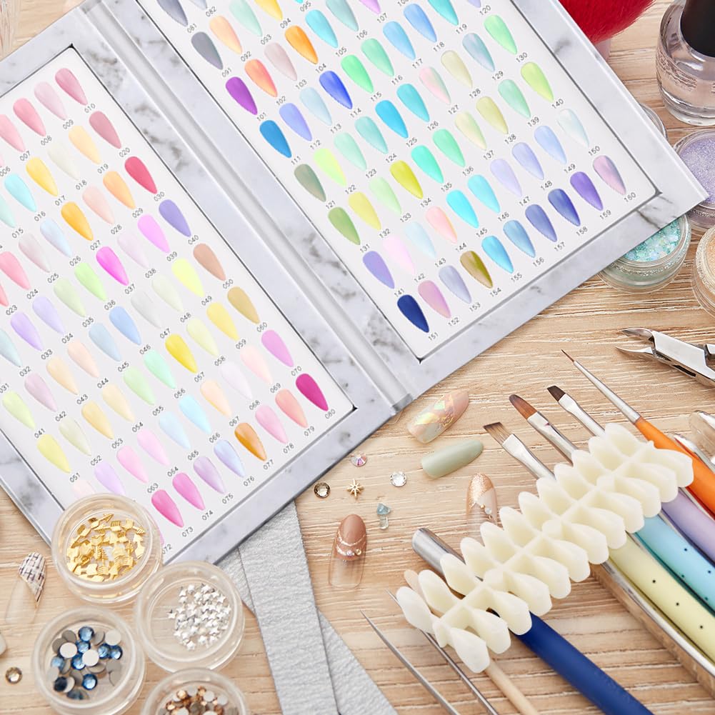 Restynic 160-Color Nail Display Book — 240 Tips, 1-200 Labels, Portable & Space-Saving