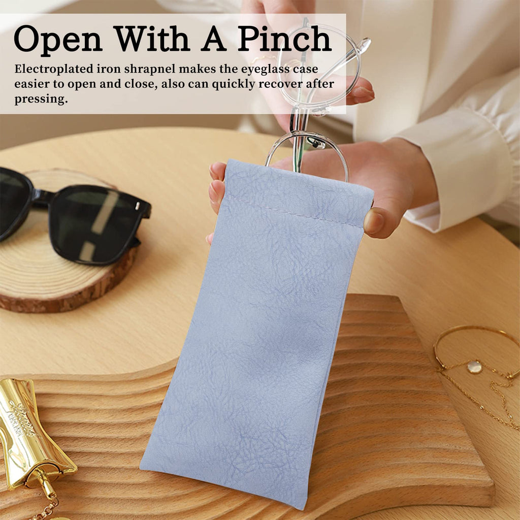 RETON 8 Pcs Small Makeup Bag & Glasses Case Set – Waterproof, No-Zip Squeeze Top Pouches for Women