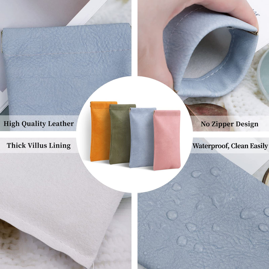 RETON 8 Pcs Small Makeup Bag & Glasses Case Set – Waterproof, No-Zip Squeeze Top Pouches for Women