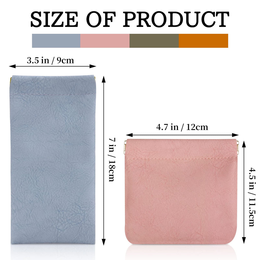RETON 8 Pcs Small Makeup Bag & Glasses Case Set – Waterproof, No-Zip Squeeze Top Pouches for Women