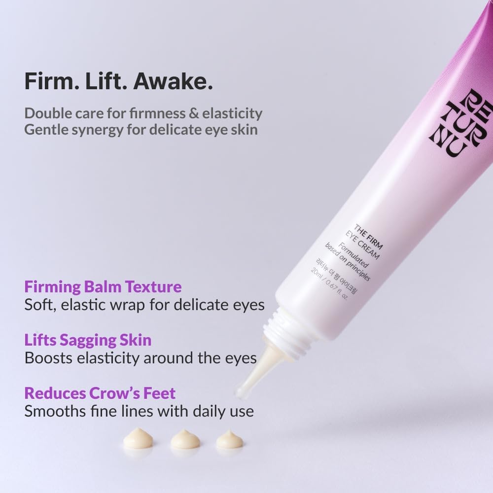 RETURNU The Firm Eye Cream – Bakuchiol, Copper Peptides & Korean Thistle, Vegan Anti-Wrinkle & Firming (20ml)