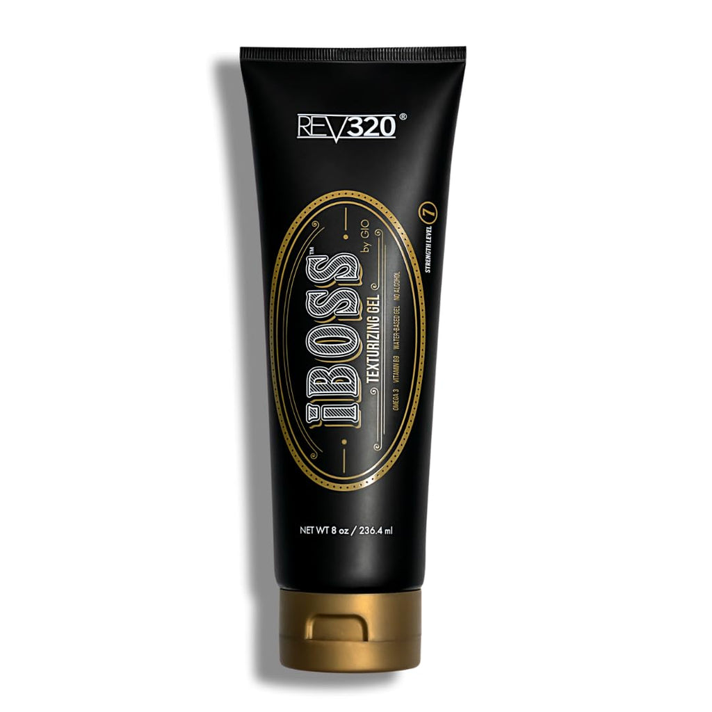 Rev320 iBOSS Texturizing Hair Gel for Men | Strong Hold, Plant-Based Formula, Vegan & Cruelty-Free, 8 oz
