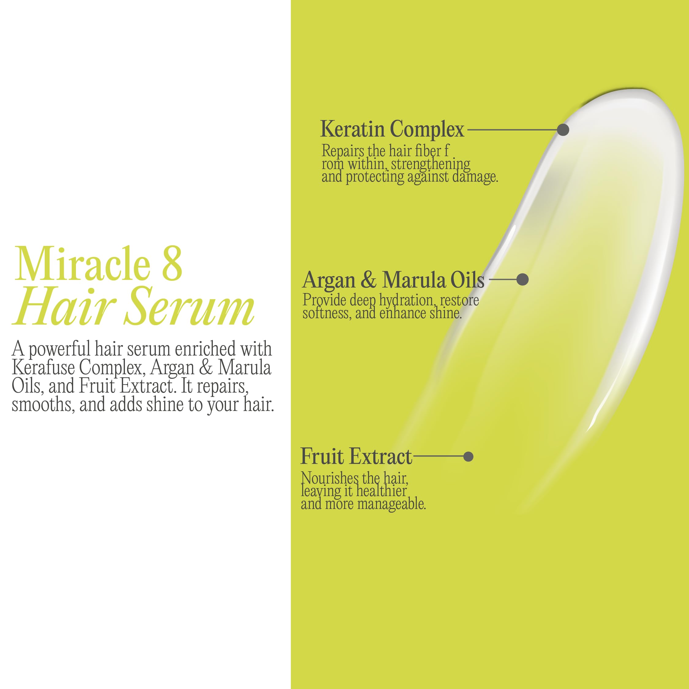 Rev320 Miracle 8 Keratin Hair Serum by K-Pure — Instant Deep Conditioning, Frizz Control, Shine