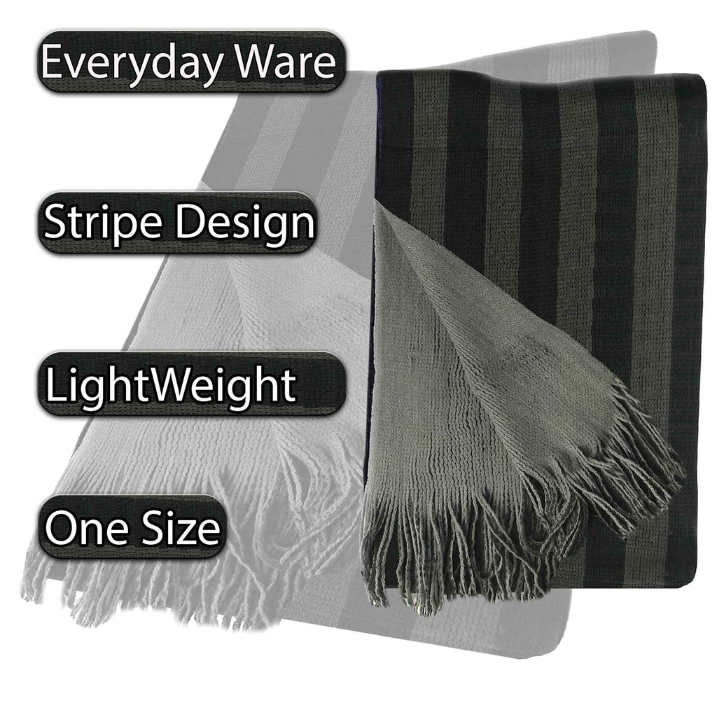 Sock Stack Mens Reversible Stripe Design Scarf Soft Woven Acrylic Winter Accessory