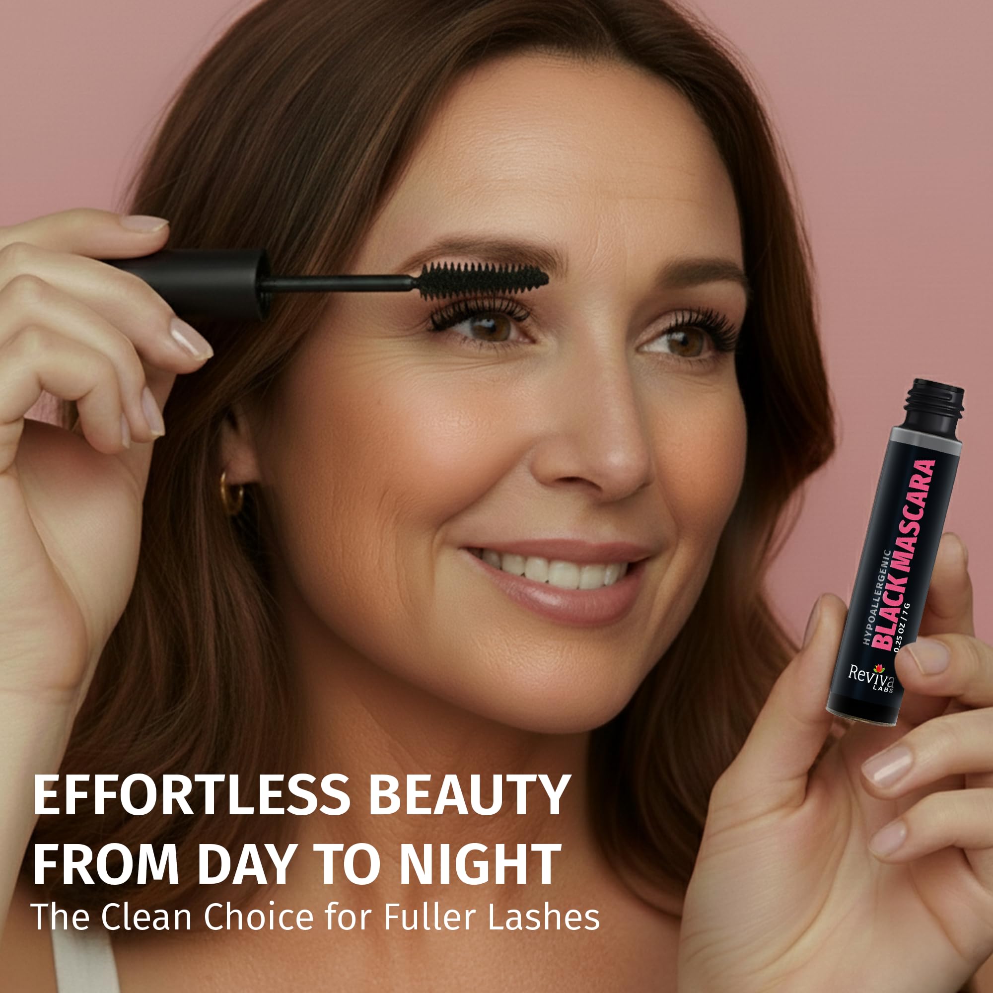 Reviva Labs Black Hypoallergenic Mascara for Sensitive Eyes — Gentle, Volumizing & Lengthening (50+) 0.25 oz