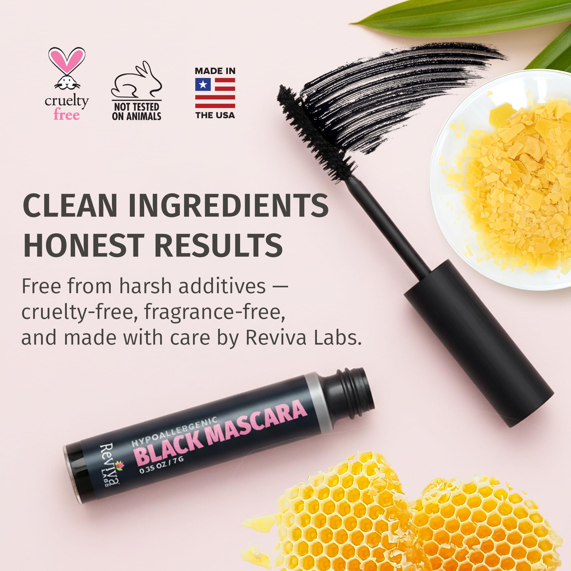 Reviva Labs Black Hypoallergenic Mascara for Sensitive Eyes — Gentle, Volumizing & Lengthening (50+) 0.25 oz