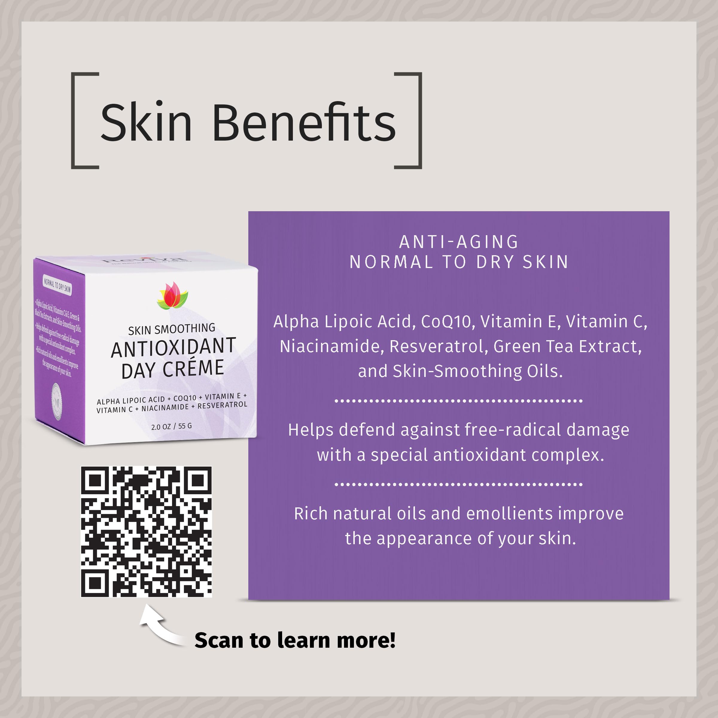 REVIVA LABS Skin Smoothing Antioxidant Day Creme – Antioxidant Day Cream