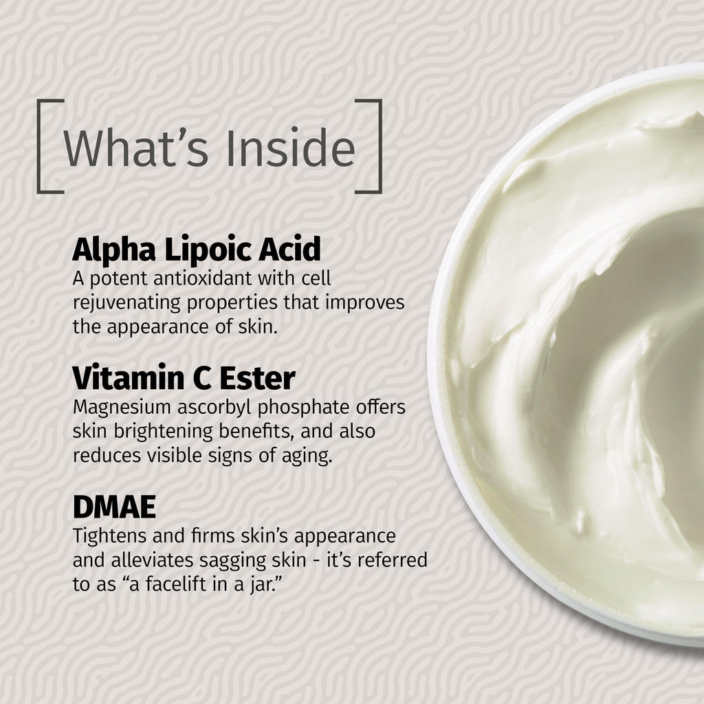 Reviva Labs DMAE Cream with Alpha Lipoic Acid & Vitamin C Ester – Firming Face & Neck Cream (3-Pack, 2 oz Each)