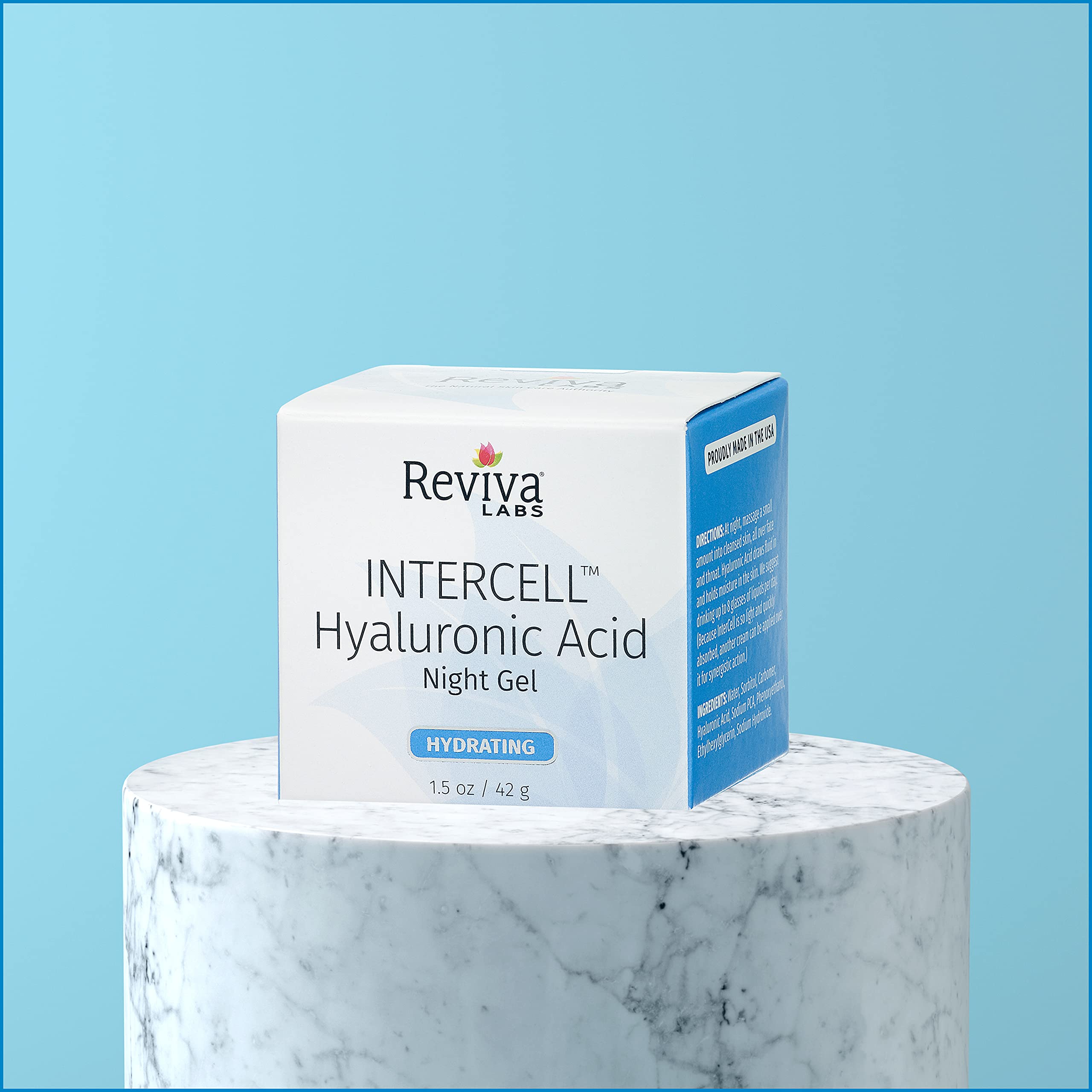 Reviva Labs Intercell Night Gel with Hyaluronic Acid – Hydration & Skin Support, 1.25 oz